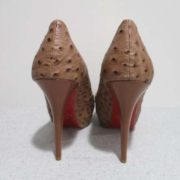 *Sergio Zelcer Coral Pink Ostrich Pattern Red Soles - Picture 4 of 6